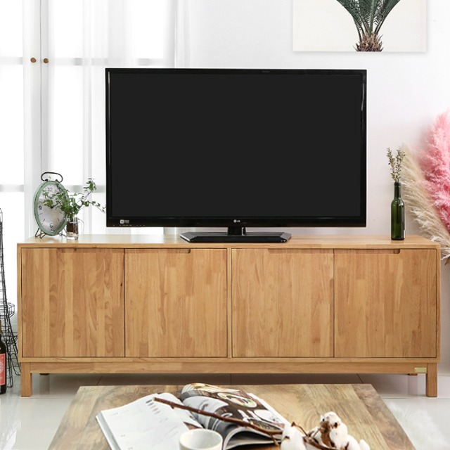 VANESS 로이든 12 원목 고무나무 레트로 1800 와이드 거실 침실 티비 북유럽 인테리어 디자인 TV 수납 거실장