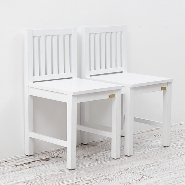 [White] L자 원목 식탁 보조 의자 [1+1]
