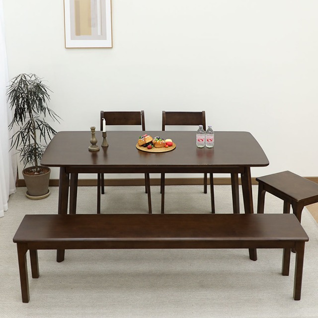 [스크래치] 헤닝브라운 고무나무 원목 1600 사각 테이블