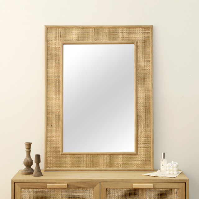 라탄(케인)  사각 화장대 벽걸이 거울 60x80