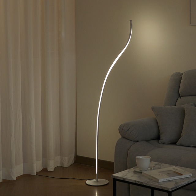 침실 거실 인테리어 LED 수면 무드등 곡선 장스탠드 조명 플로어 램프(화이트)