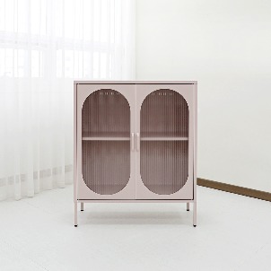 [MORU-DIY] 모루 유리 철제 높은 양문형 캐비넷 수납장 - 핑크 아치형 (900*1100)