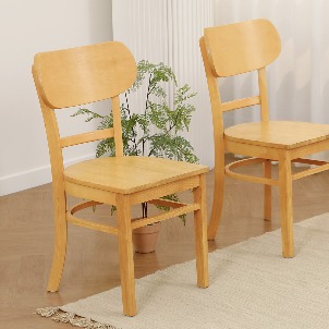 [주말특가][Loydn Retro] 주방 다이닝 에반 고무나무 원목 식탁 의자 [1+1]