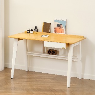 [주말특가][Loydn White] 고무나무 원목 서재 서랍형 책상 테이블 1200